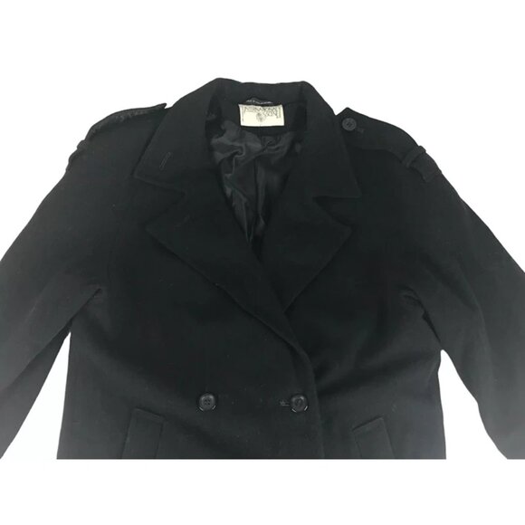 International Scene Womens Black Wool Button Up Double Breasted Overcoat Sz XL - Picture 2 of 11